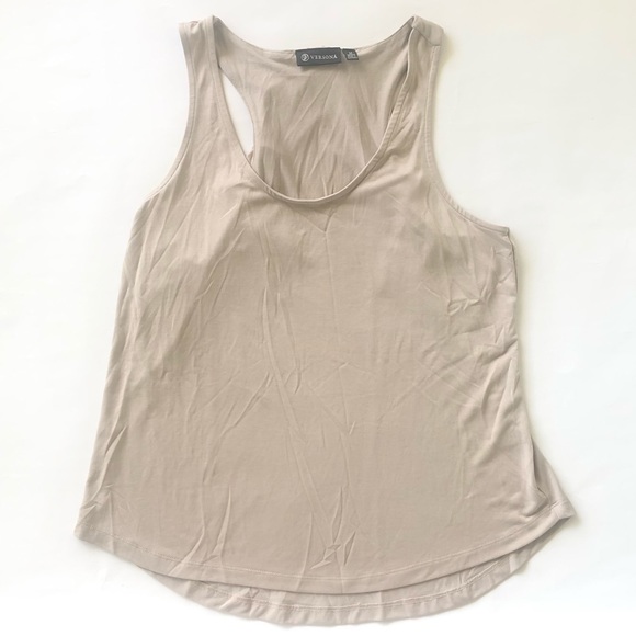 M Versona Tank Top Ruffle Flutter Camel Tan Sand - Picture 2 of 7